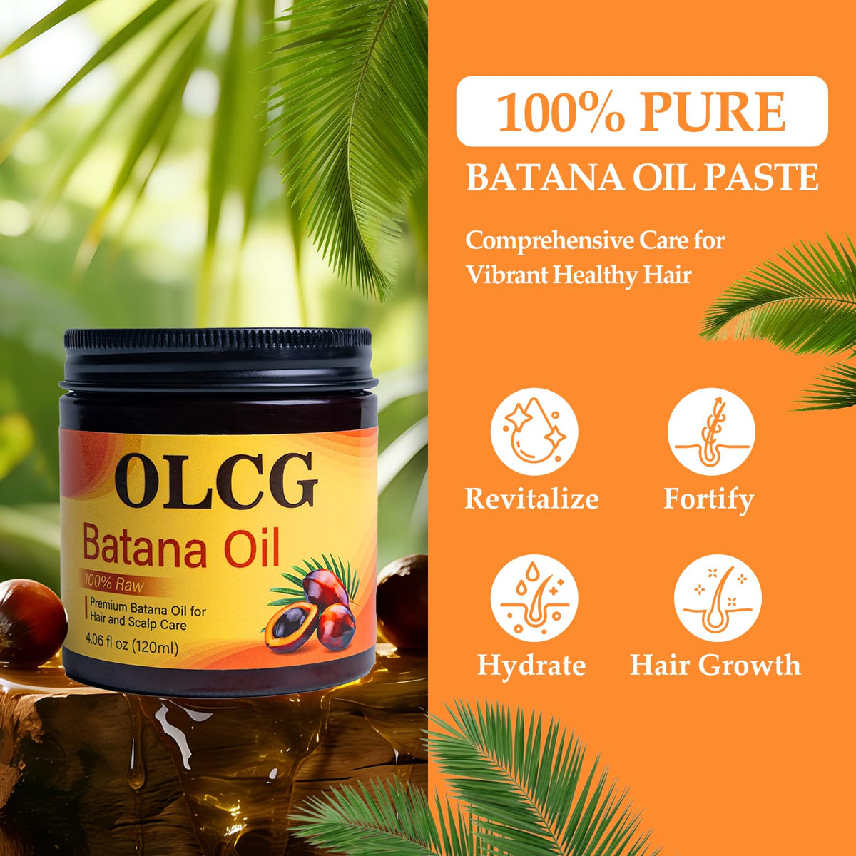 OLCG Batana Oil 120ml back view showing ingredients