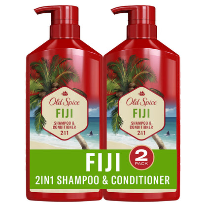 Old Spice 2-in-1 Shampoo and Conditioner Set, Fiji scent front view