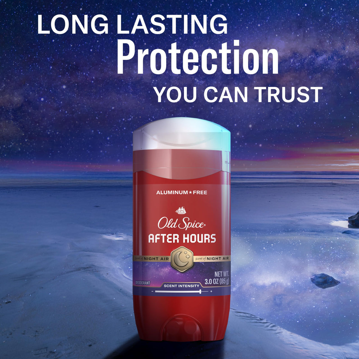 Old Spice After Hours Deodorant in hand, ready to use