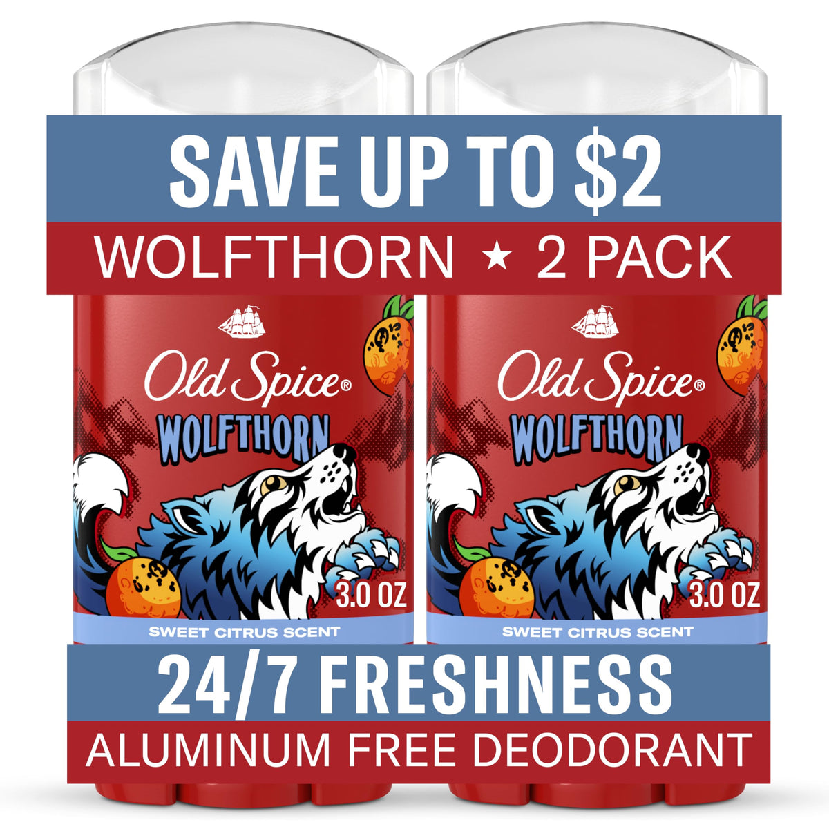 Old Spice Aluminum Free Deodorant Wolfthorn 3 oz front view