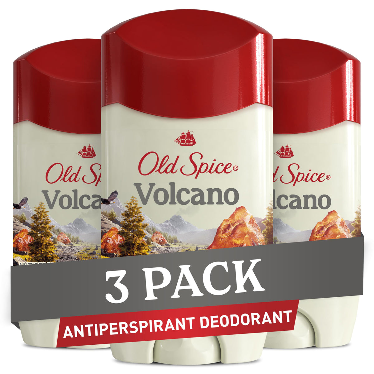 Old Spice Antiperspirant Deodorant front view, Volcano scent, 2.6 oz
