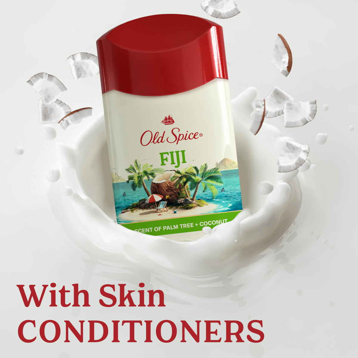 Old Spice Antiperspirant Deodorant packaging with tropical background