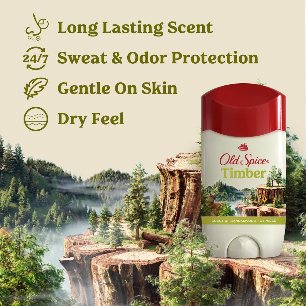 Old Spice Antiperspirant Deodorant Timber scent side view