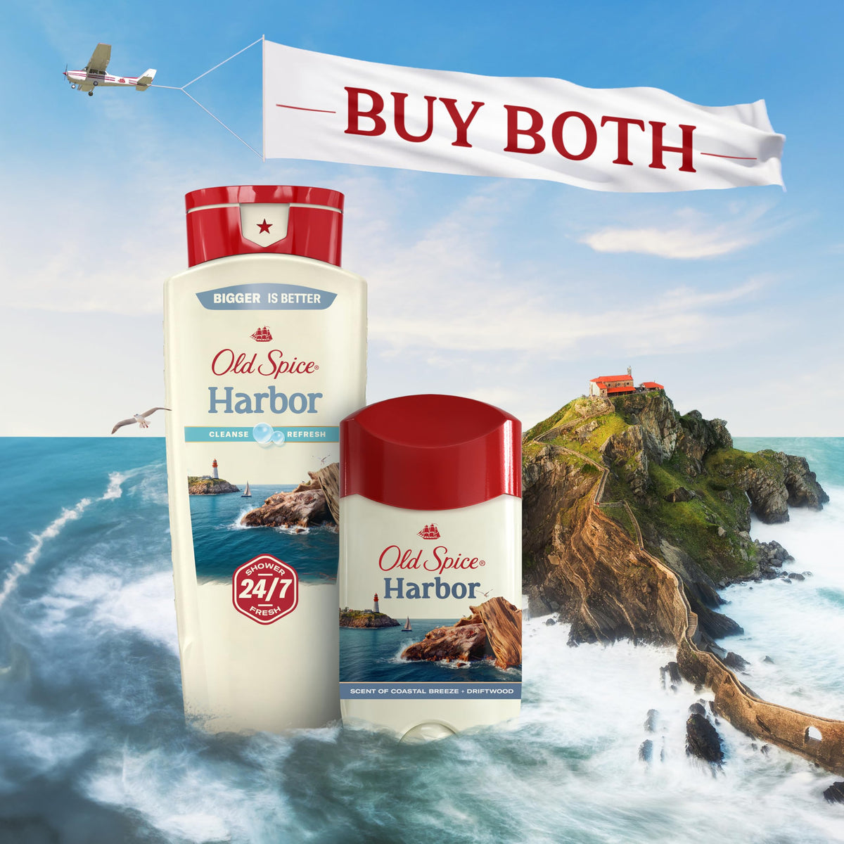 Old Spice Antiperspirant & Deodorant with beach background