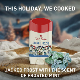 Old Spice Antiperspirant Jacked Frost with festive decorations
