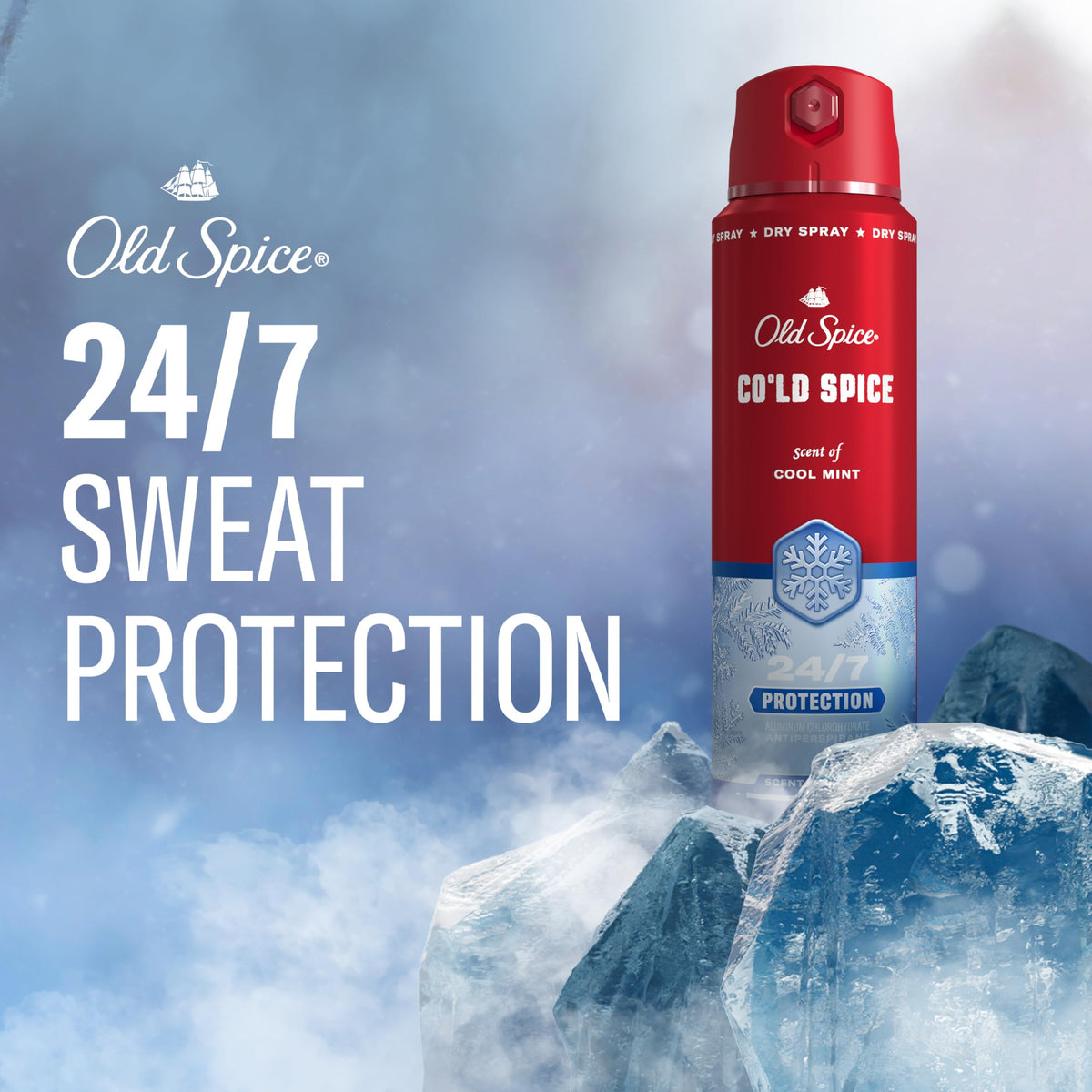 Old Spice Antiperspirant Spray Cold Spice 4.3 oz side view