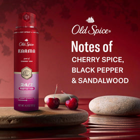 Old Spice Antiperspirant Spray Karma Cherry Spice cap open