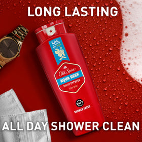 Old Spice Aqua Reef Body Wash in shower setting