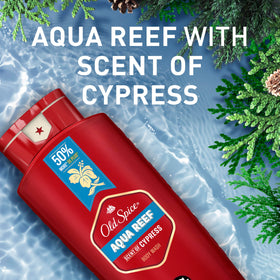 Old Spice Aqua Reef Body Wash with fresh cypress scent