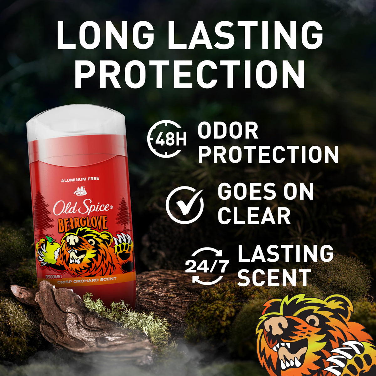 Old Spice Bearglove Deodorant 3.0 oz side view