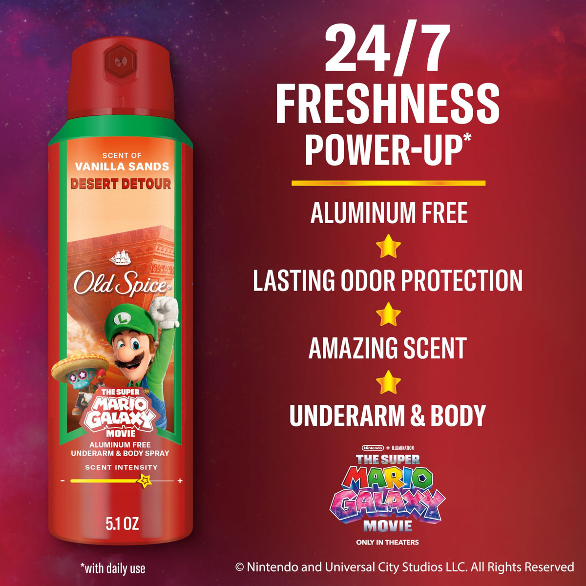 Old Spice Body Spray 5.1 oz back view showing ingredients