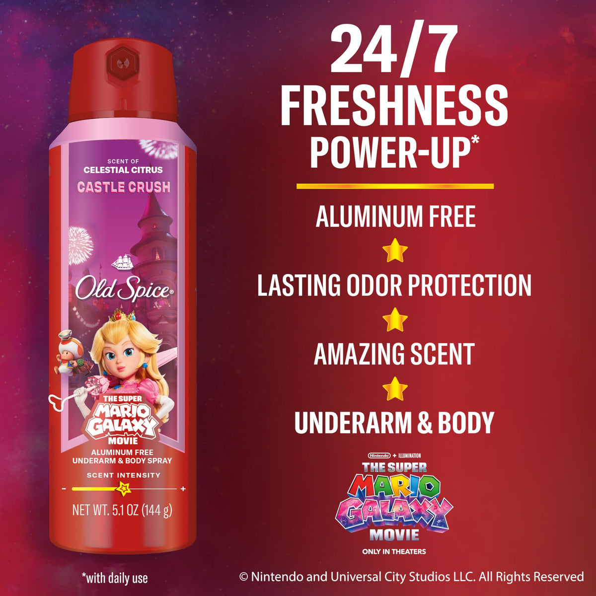 Old Spice Body Spray 5.1 oz back view with ingredient list
