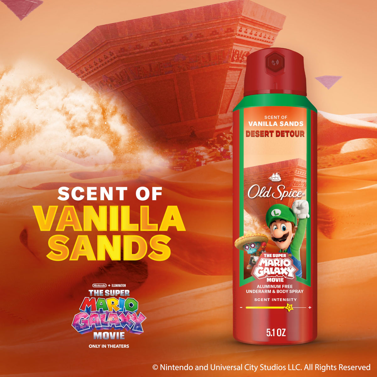 Old Spice Body Spray 5.1 oz in lifestyle setting on bathroom shelf