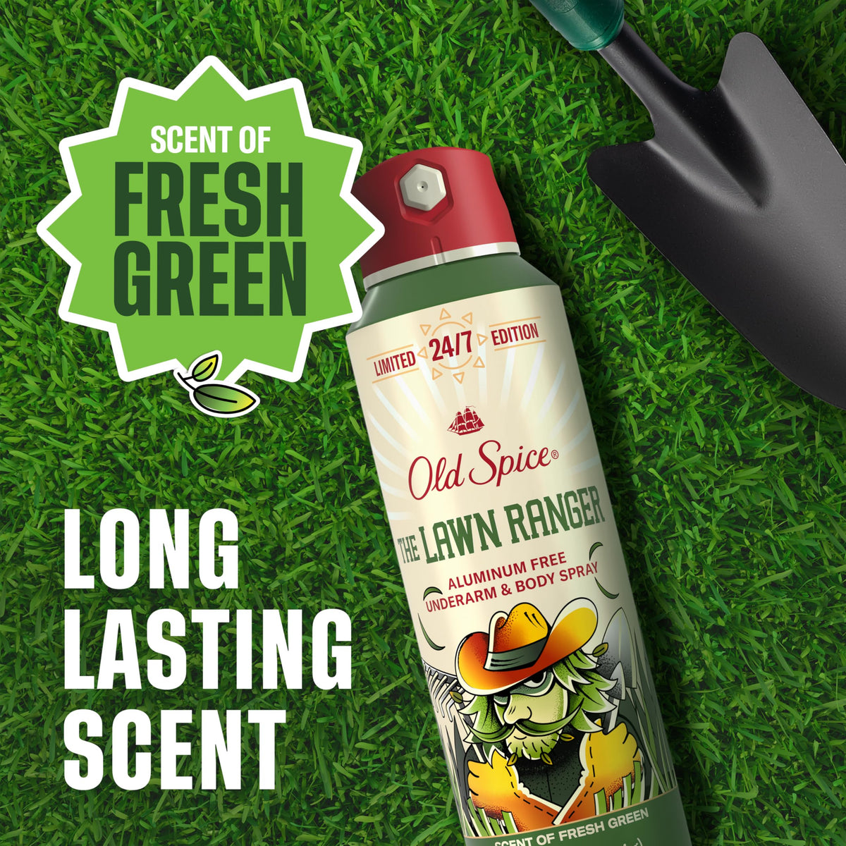 Old Spice Body Spray Lawn Ranger with fresh grass background