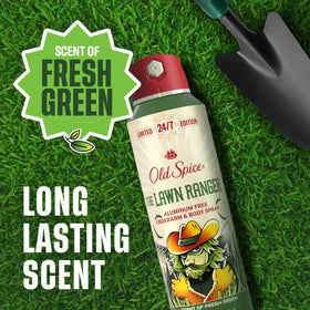 Old Spice Body Spray Lawn Ranger with fresh grass background