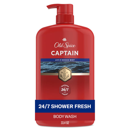Old Spice Body Wash 33.4 oz Captain with Bergamot Scent front view
