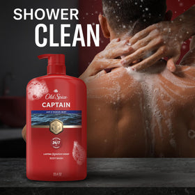 Old Spice Body Wash 33.4 oz Captain with Bergamot Scent packaging