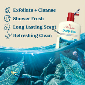 Old Spice body wash bottle with ocean waves design