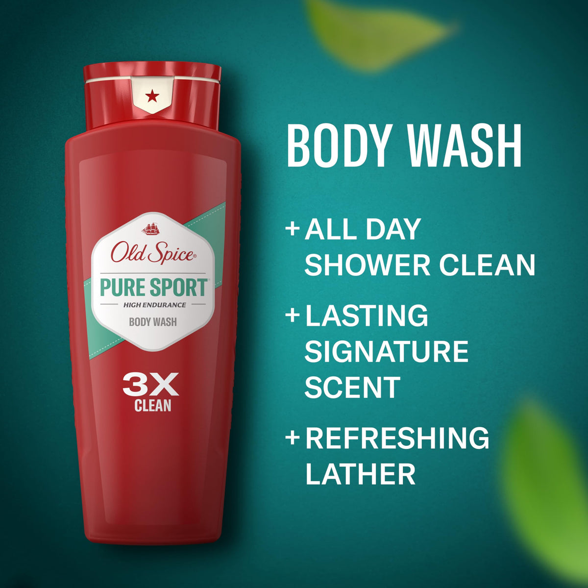 Old Spice body wash bottle with Pure Sport scent