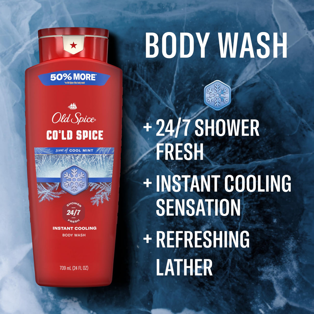 Old Spice Body Wash Cold Spice 24 oz back view