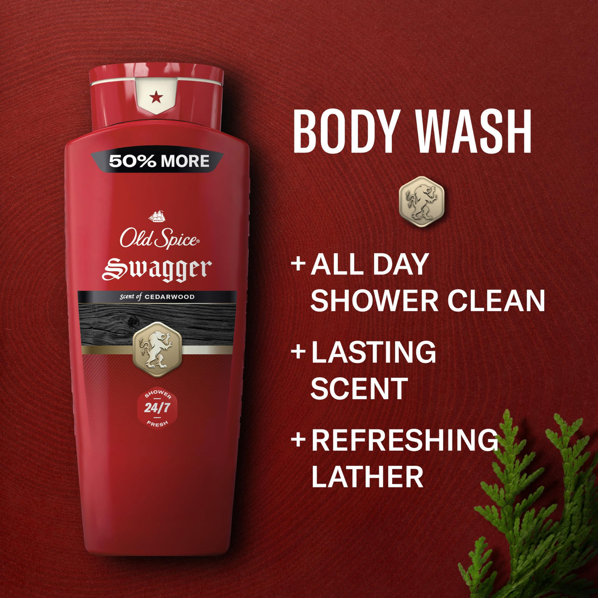 Old Spice Body Wash for Men 24 oz back view showing ingredients
