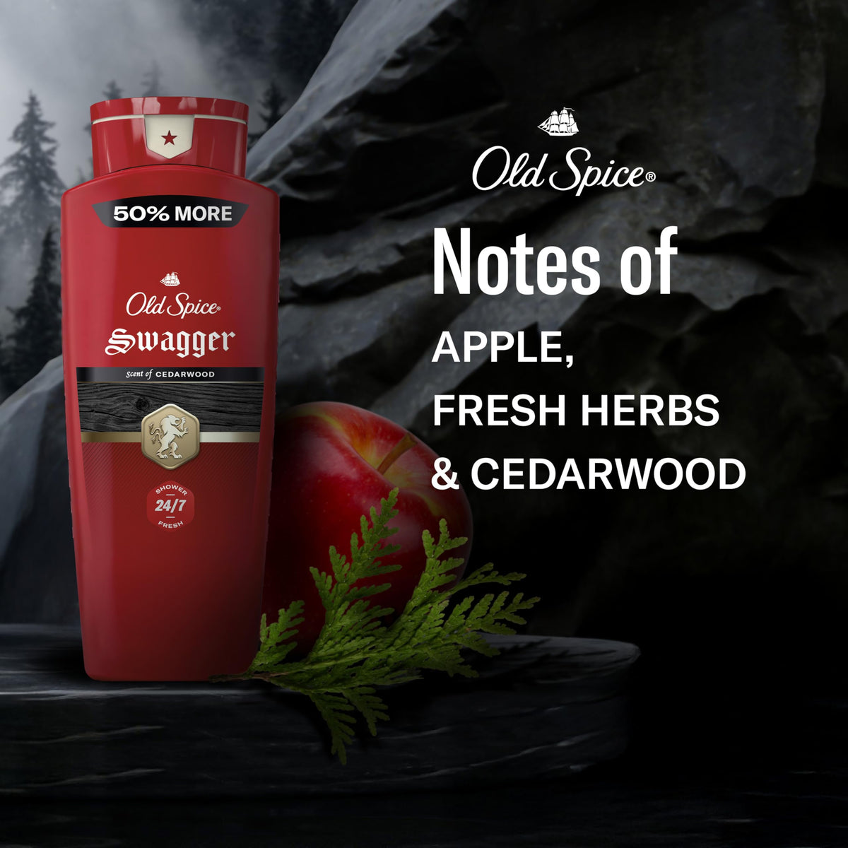 Old Spice Body Wash for Men 24 oz with lather on a shower sponge