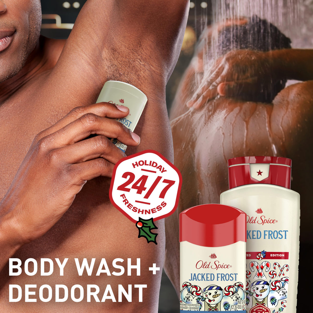 Old Spice Body Wash Holidudes Holiday Edition Frosted Mint scent close-up