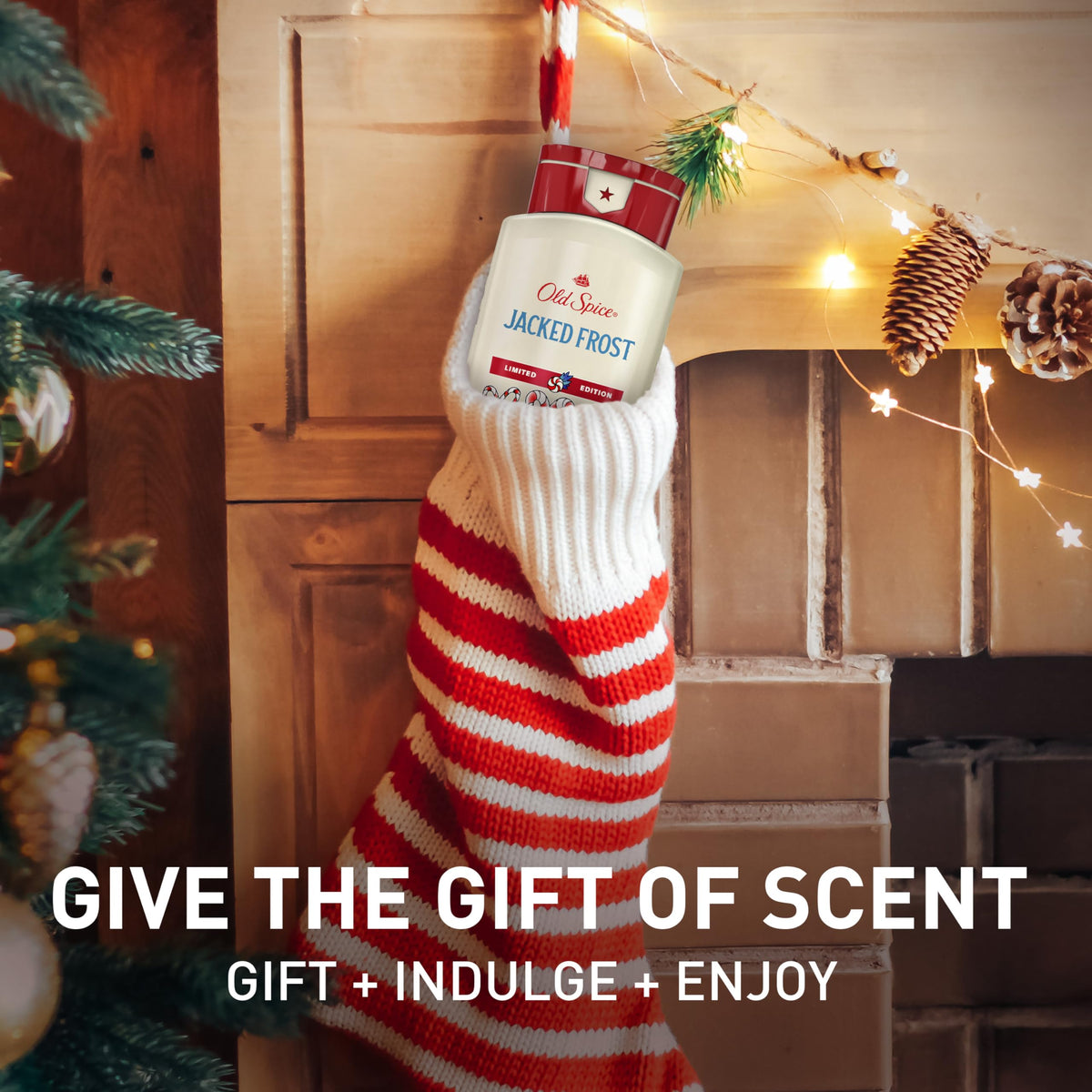 Old Spice Body Wash Holidudes Holiday Edition with festive background