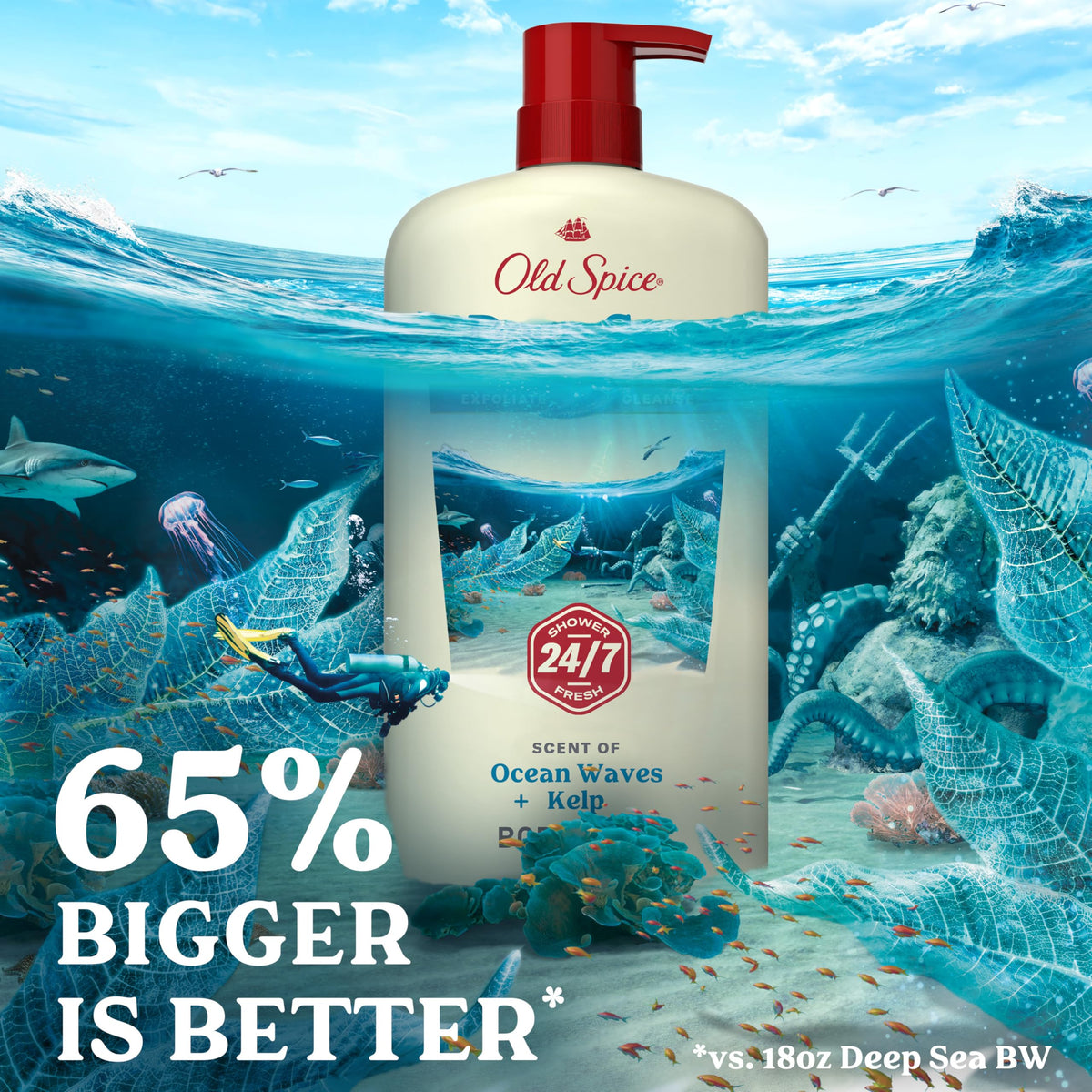 Old Spice body wash in a shower setting