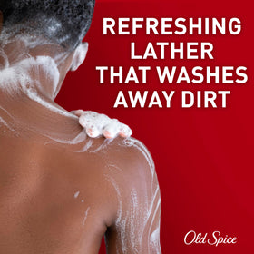 Old Spice body wash lathering on skin