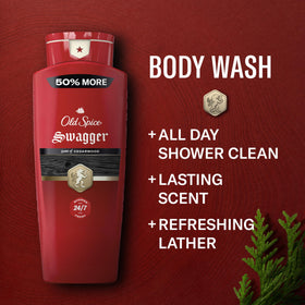 Old Spice Body Wash Swagger 24oz back view showing ingredients