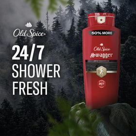 Old Spice Body Wash Swagger 24oz side view with packaging details