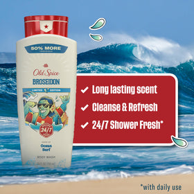 Old Spice Broseidon body wash packaging with Ocean Surf scent