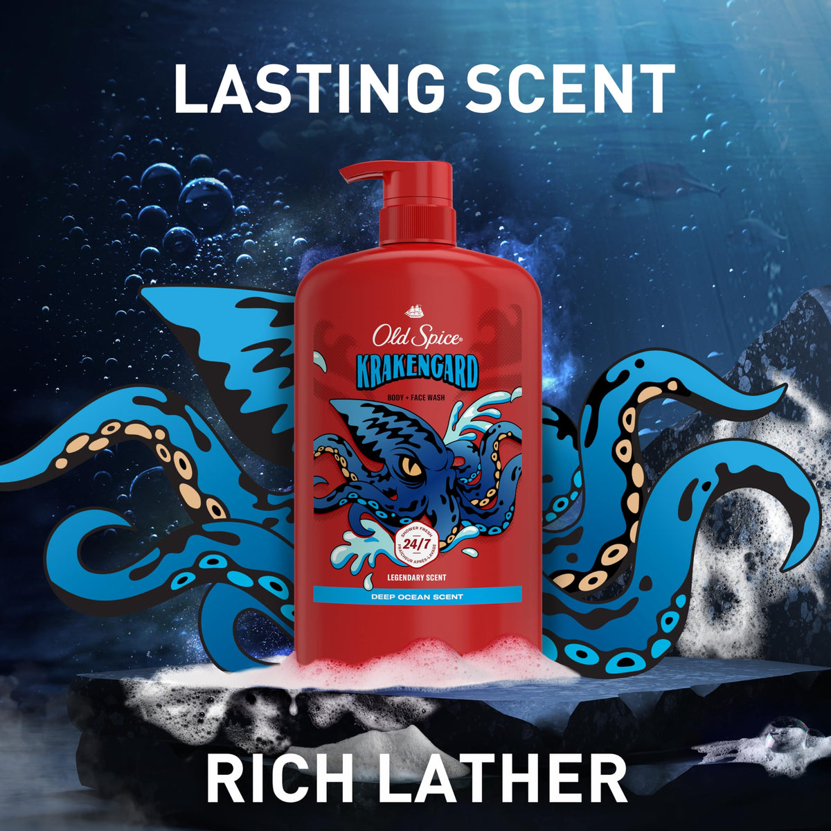 Old Spice Cleansing Body Wash 2-in-1 Krakengard side view