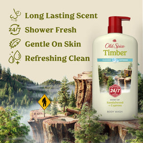Old Spice Cleansing Body Wash Timber with Sandalwood packaging