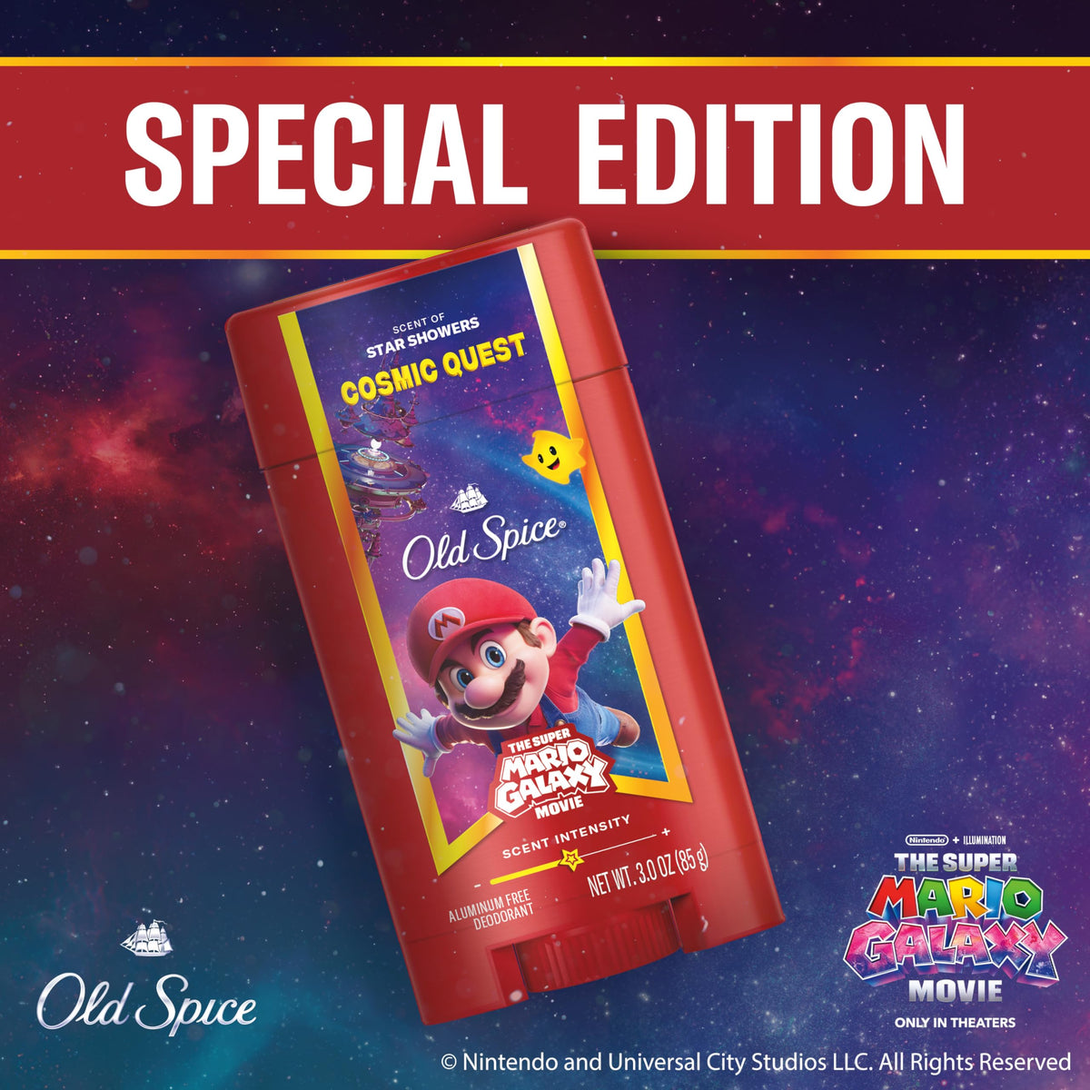 Old Spice Cosmic Quest Deodorant with ingredients list