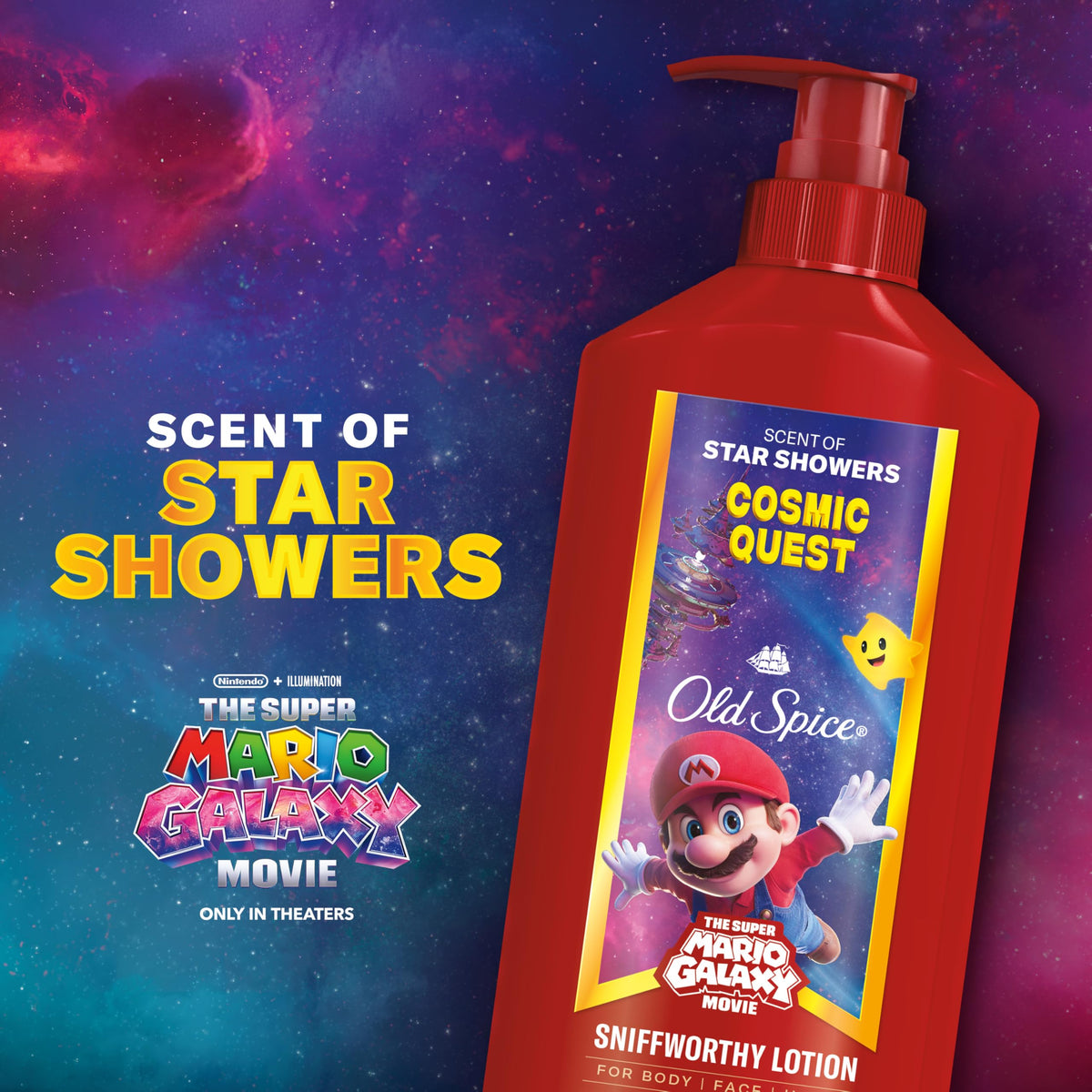 Old Spice Cosmic Quest lotion applied to skin
