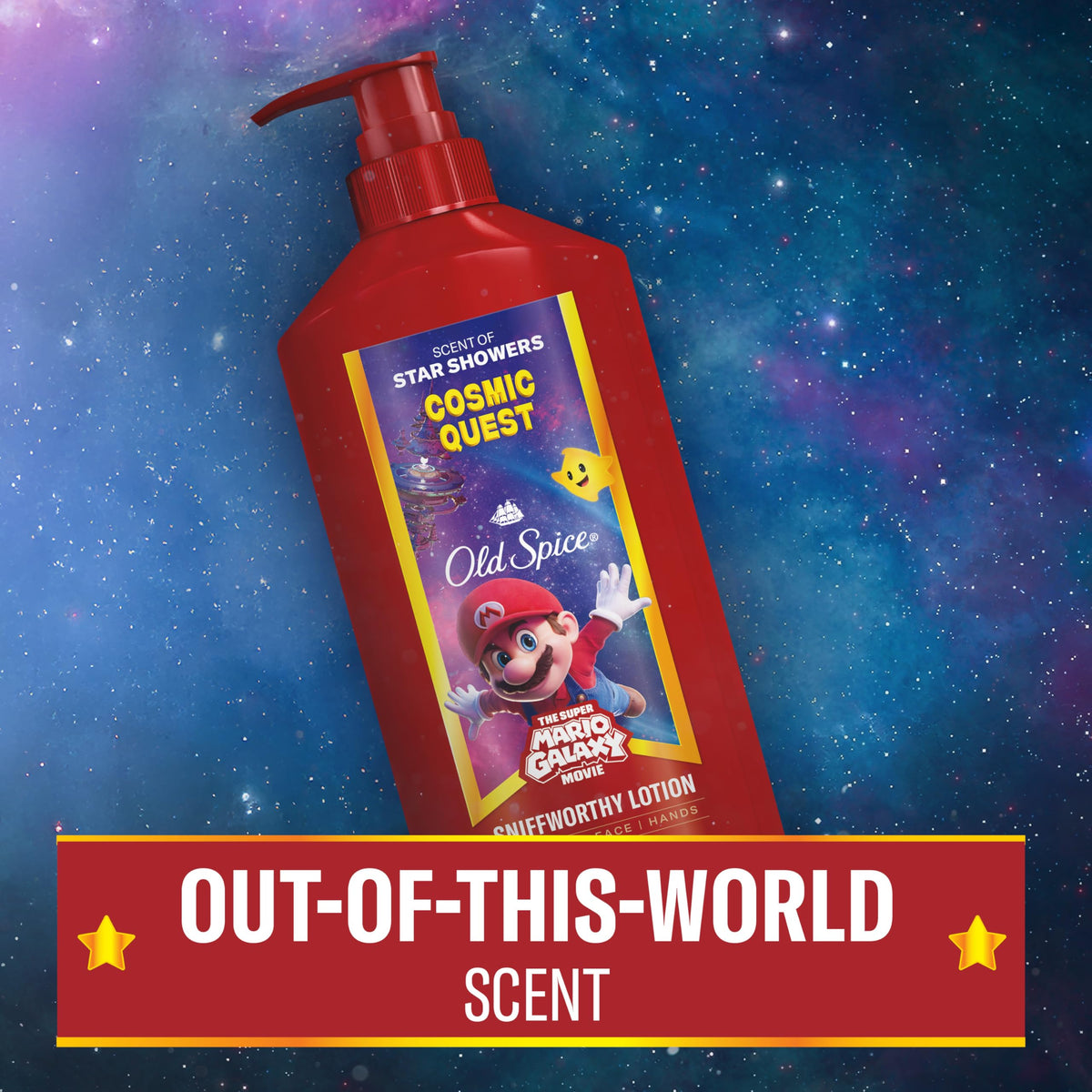 Old Spice Cosmic Quest lotion in lifestyle setting