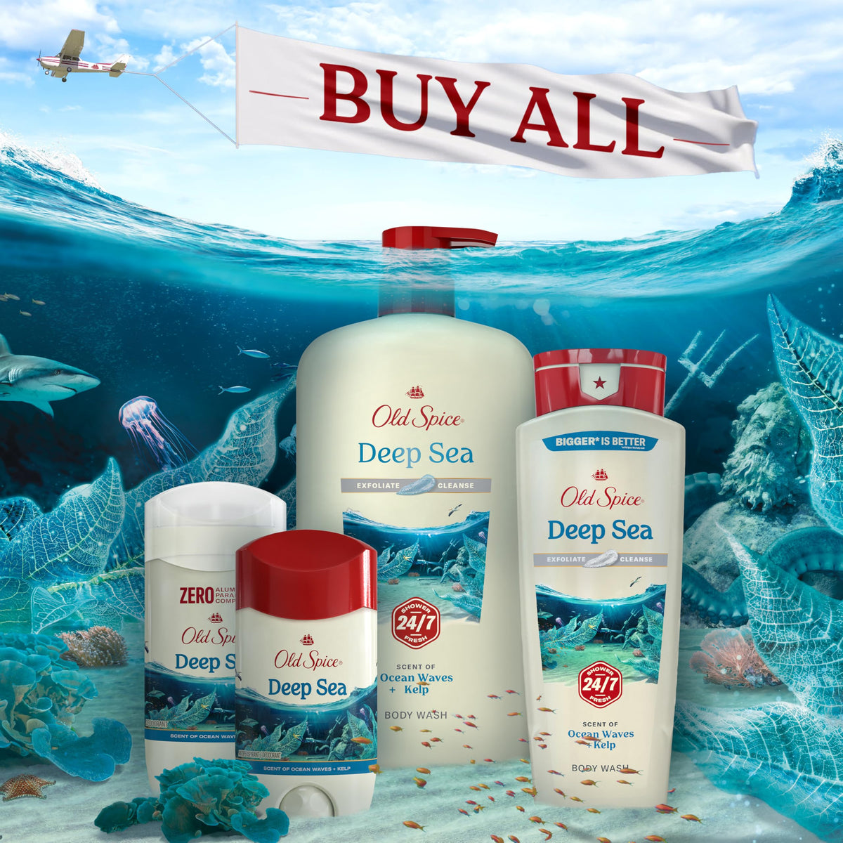 Old Spice Deep Sea Deodorant with ocean background