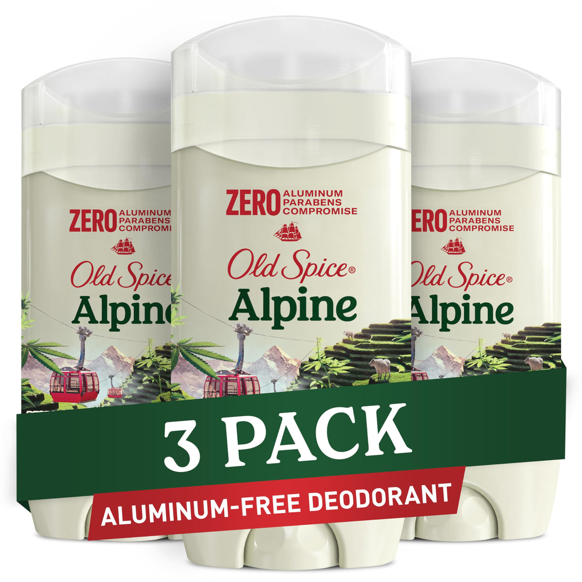 Old Spice Deodorant Alpine Green Tea Scent front view