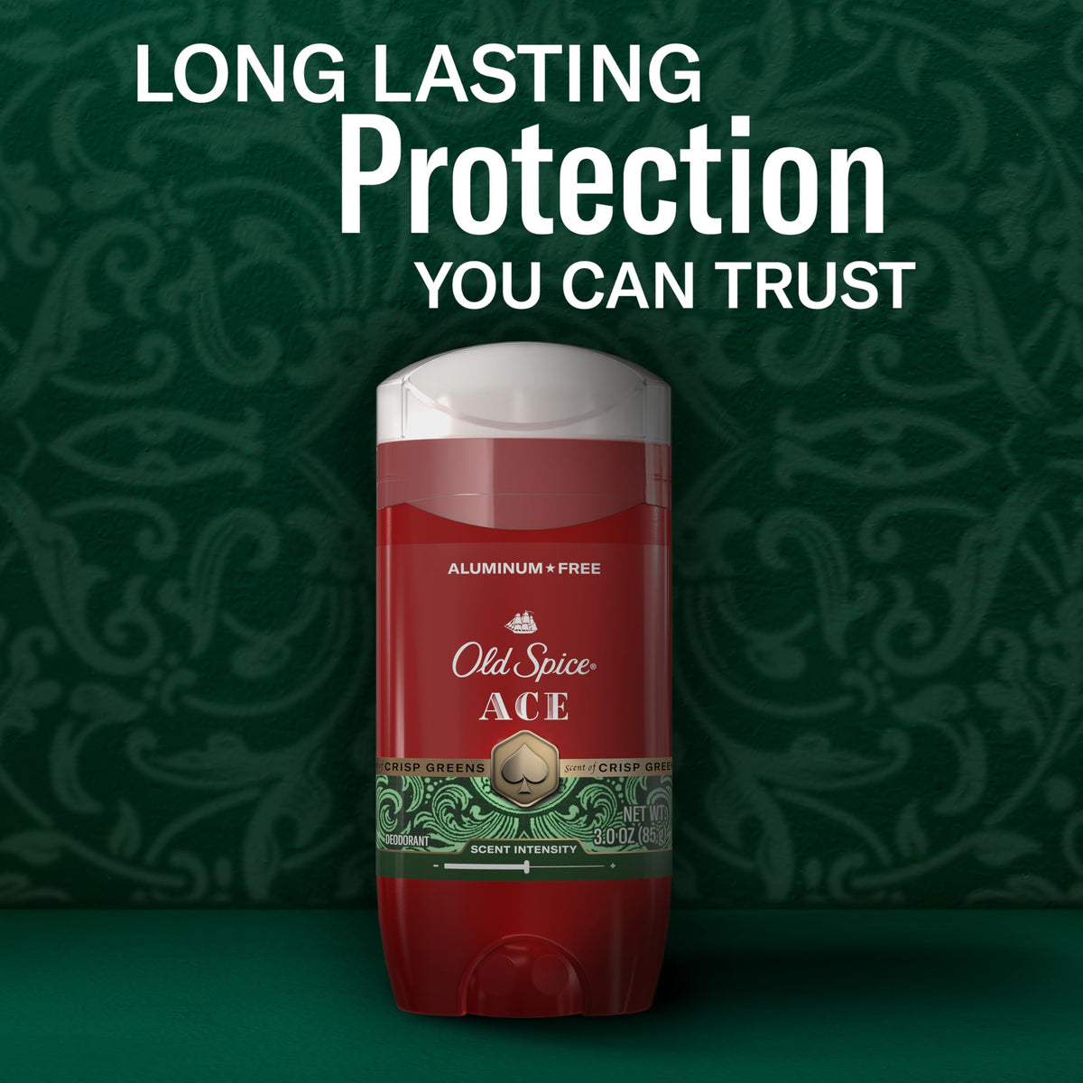 Old Spice Deodorant close-up highlighting scent notes