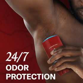 Old Spice Deodorant in a lifestyle setting on a bathroom shelf