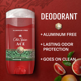 Old Spice Deodorant packaging with Ace scent description