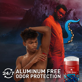 Old Spice deodorant showing clear application