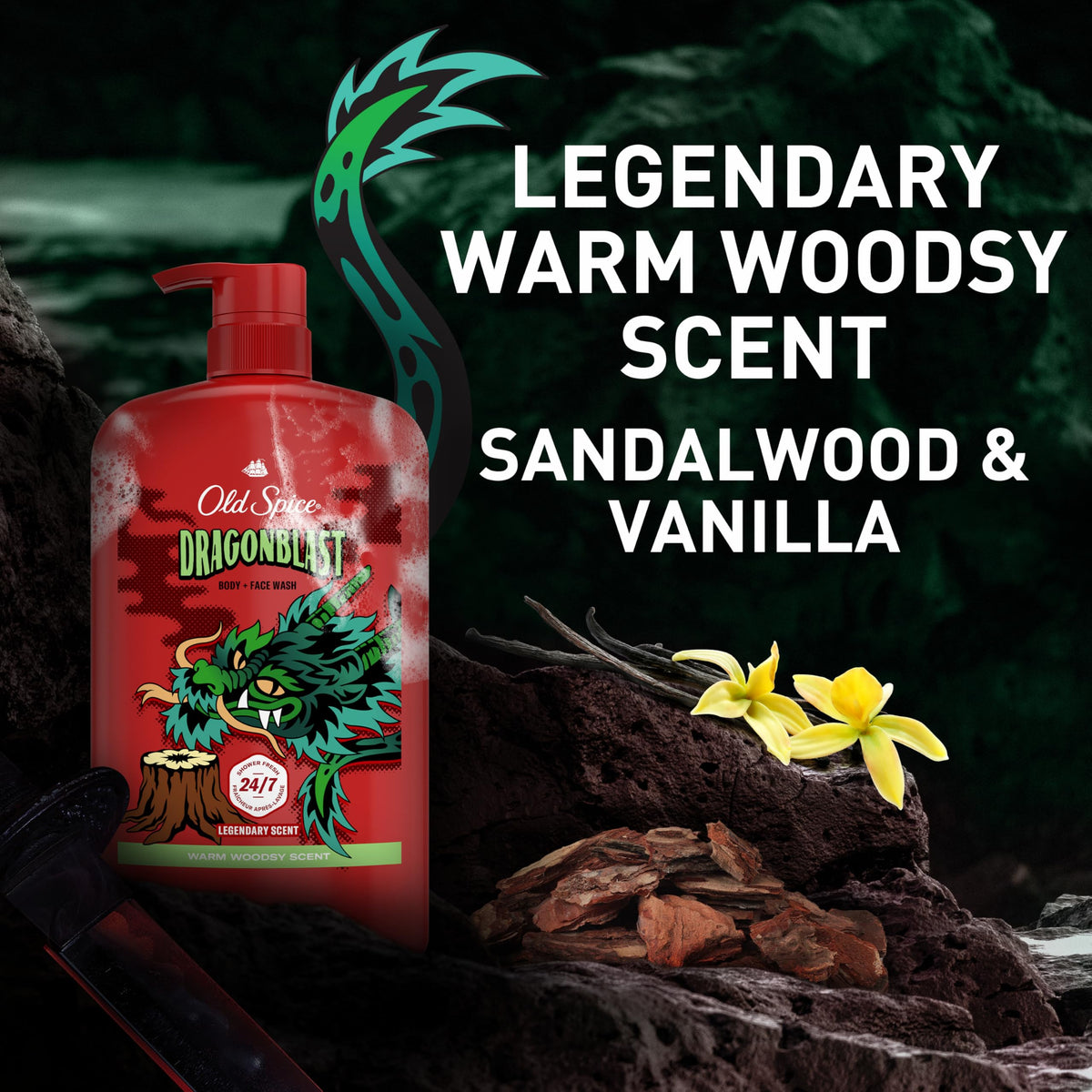 Old Spice Dragonblast Body Wash with fresh scent notes