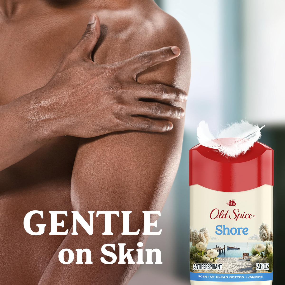 Old Spice Dry Feel Antiperspirant application on skin