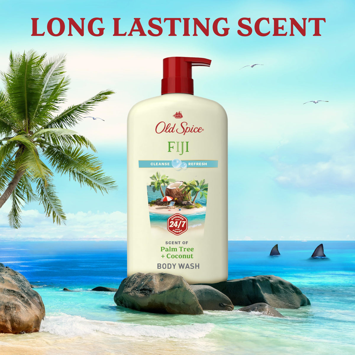 Old Spice Fiji Body Wash 25 oz pack of 4 displayed together