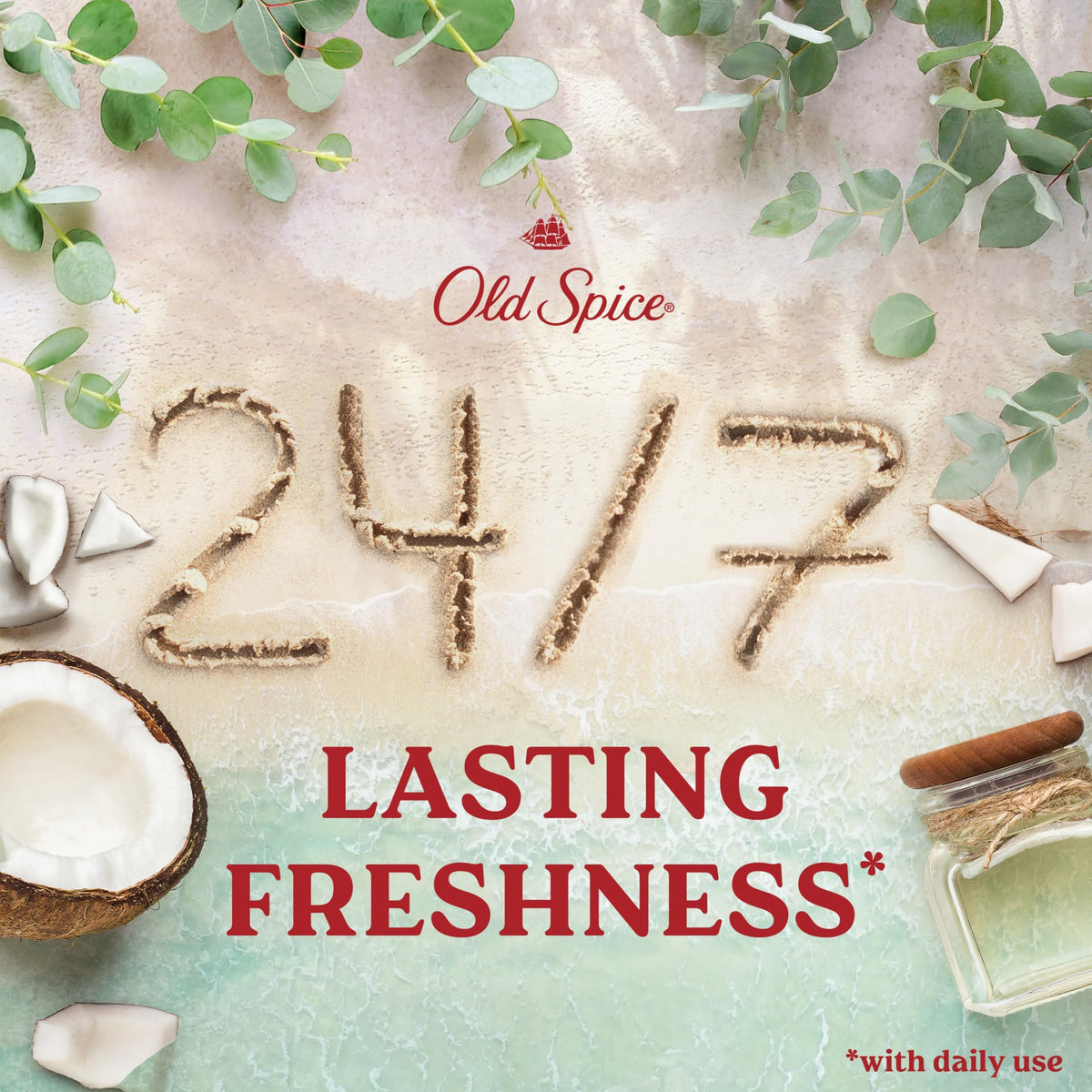 Old Spice GentleMan's Blend Deodorant showcasing Coconut Oil ingredients