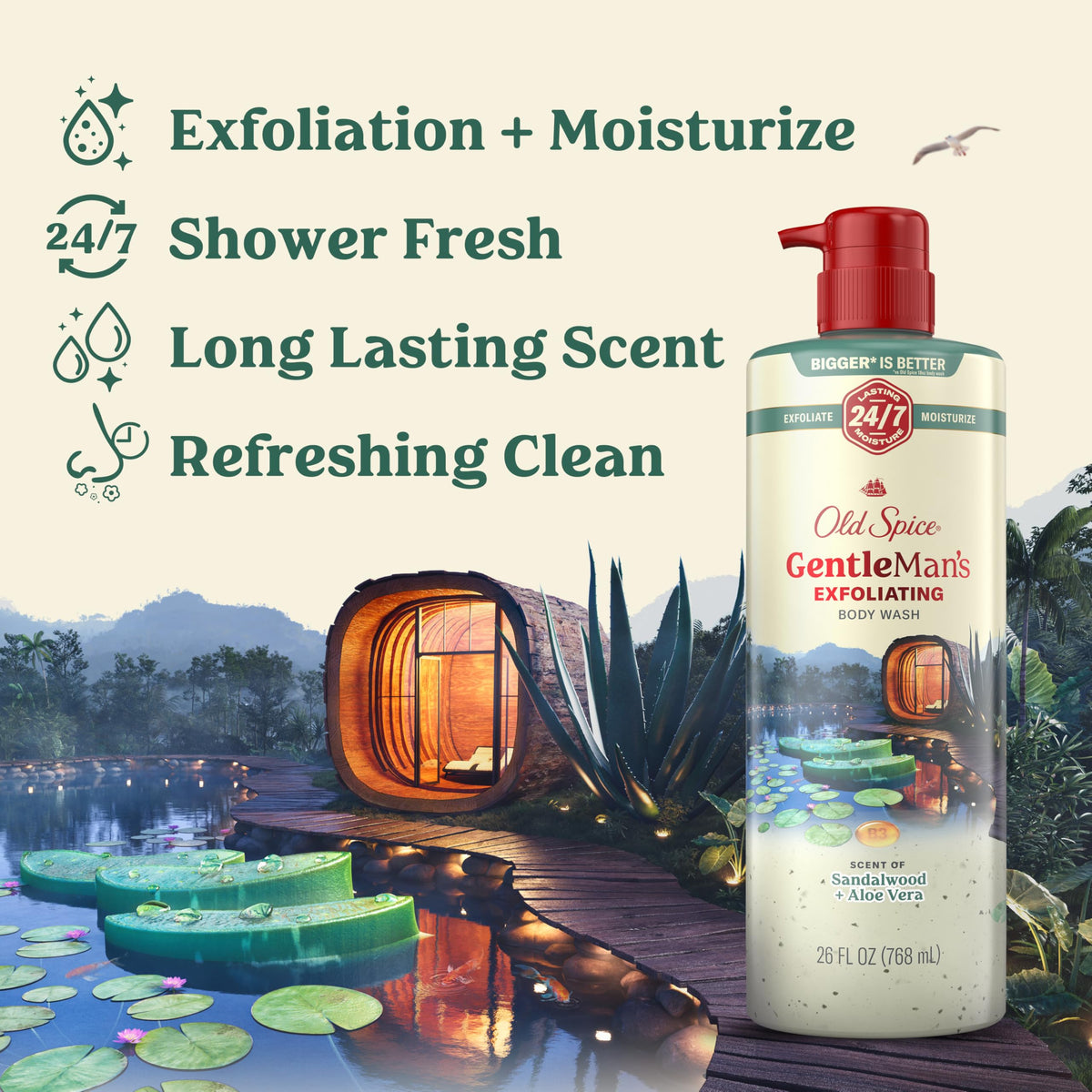 Old Spice GentleMan's Body Wash bottle with sandalwood scent