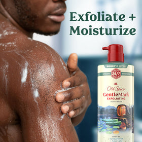 Old Spice GentleMan's Exfoliating Body Wash back view showing ingredients
